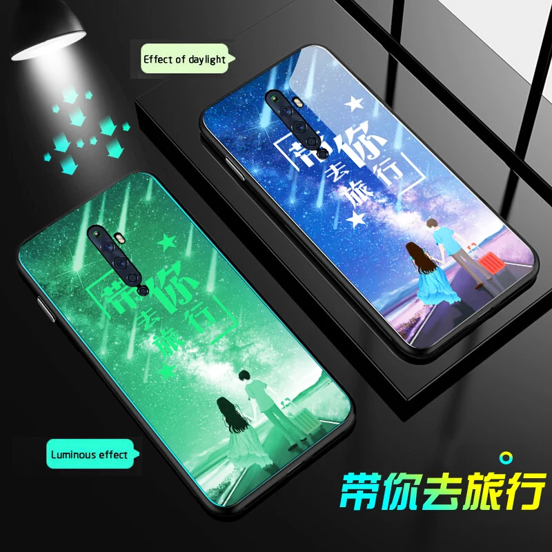 Светящийся стеклянный чехол для телефона для OPPO Realme XT K5 Realme 5pro RealmeQ A11X A9, роскошная задняя крышка для OPPO Reno 2 2Z, чехол - Цвет: 05