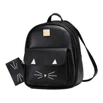 

Cute cartoon college style schoolbag simple Fashion Leisure Backpack Cute Cat Mini PU Shoulder Bag for Women or Girls