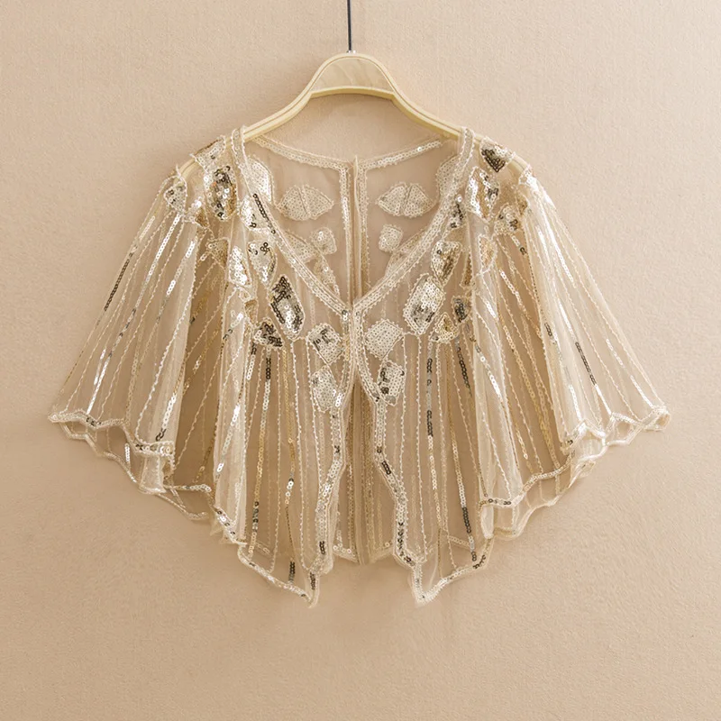 

2019 Summer Versatile Gauze Sequin Formal Dress Shawl Small Coat Small Waistcoat Performance Wear Accessories Performance Game