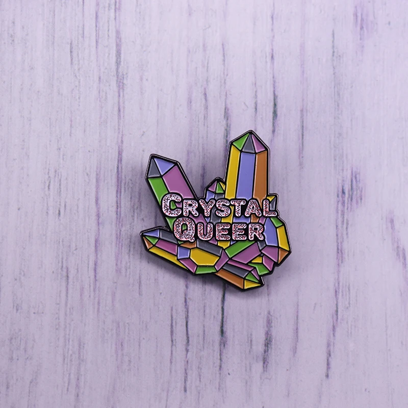Кристалл кластер Эмаль Булавка ЛГБТ queer гордость брошь Волшебный подарок для нее