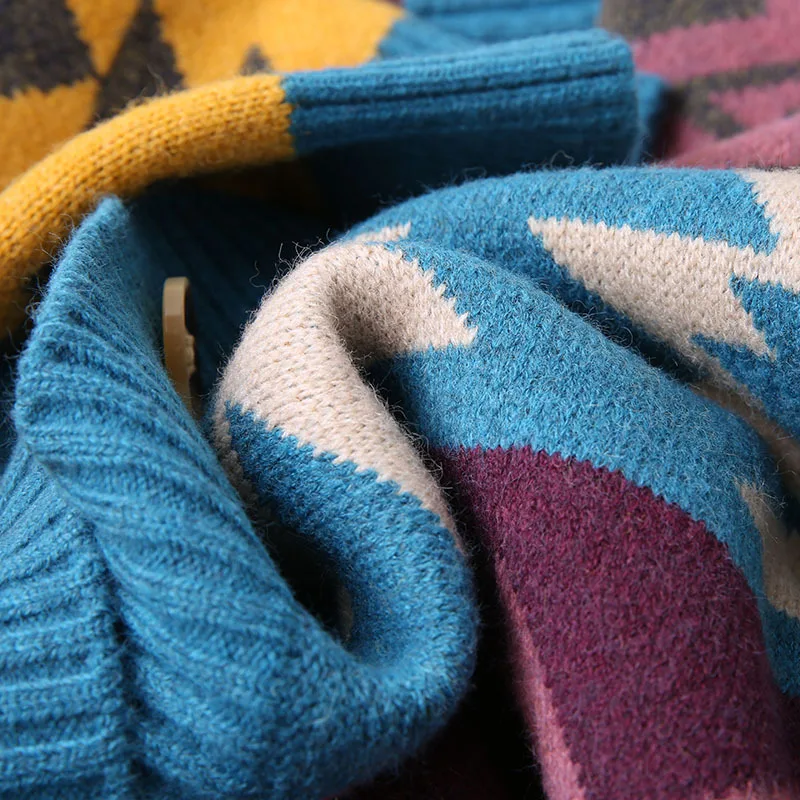 

College Style Sweater Coat Women's Mid-length 2019 New Style Korean-style Retro National Wind Thick Loose-Fit Knitted Cardigan