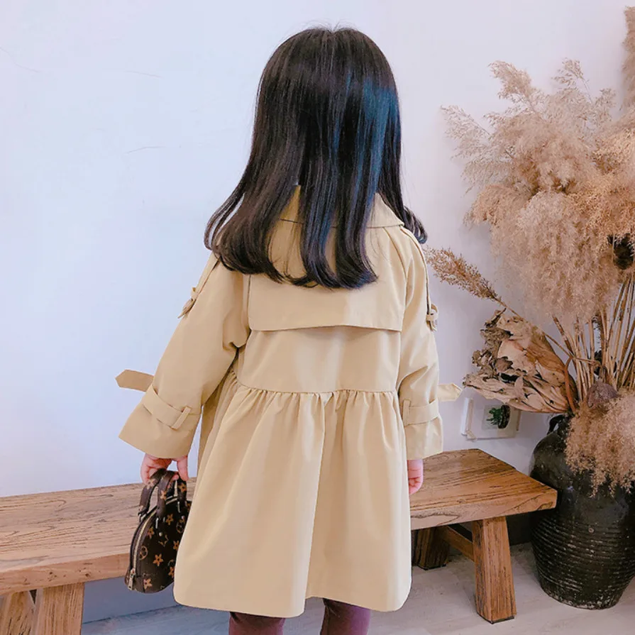 Новая весенне-осенняя ветровка для девочек, детская одежда, двубортный плащ для маленьких девочек, милые детские куртки, верхняя одежда, подарки