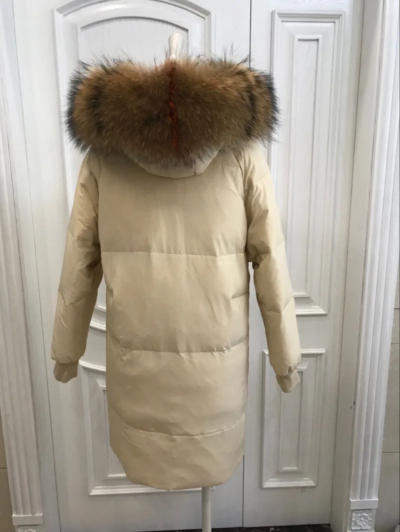 Стиль, женский пуховик, женский, телефон, провод, средней длины, с капюшоном, свободный и большой размер, толстый цвет, большой меховой воротник