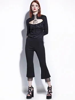 

Slim Ankle Length Mesh Patchwork Women's bottoms