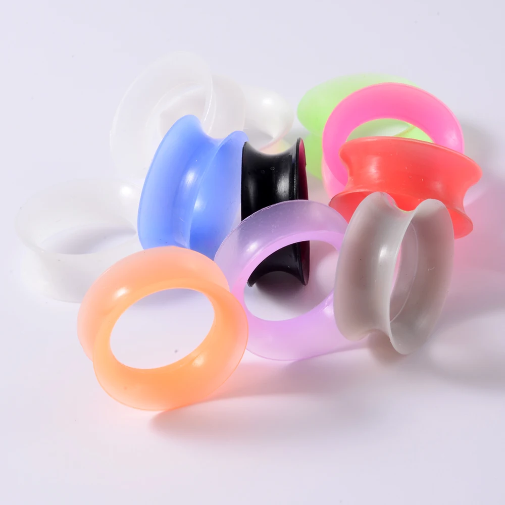 Silicone Ear Plugs and Tunnels 2Pcs Ear Piercings Earlets Screwed Earring Expander Gauges Body Jewelry Piercings