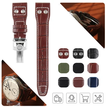 

20mm 21mm 22mm Alligator Grain Calf Genuine Leather Watchband for IW-C Watch Big Pilot Portuguese Seven Day Belt Black Blue