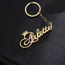 

Custom Name Keychain with Crown Personalized Gold Customized Keyring for Women Girls Stainless Steel Key Chain Nameplate Jewelry
