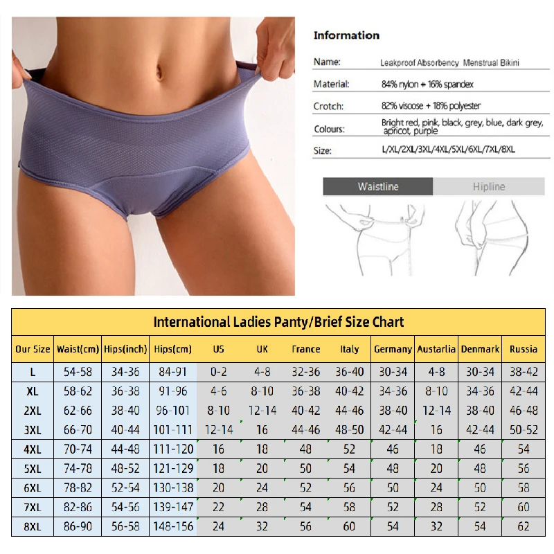 Plus Size Leak Proof Menstrual Panties Physiological Pants Women Underwear  Period Cotton Waterproof Briefs Female Lingerie