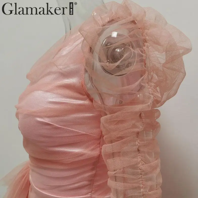 Glamaker сексуальное прозрачное Сетчатое Плиссированное короткое платье женское