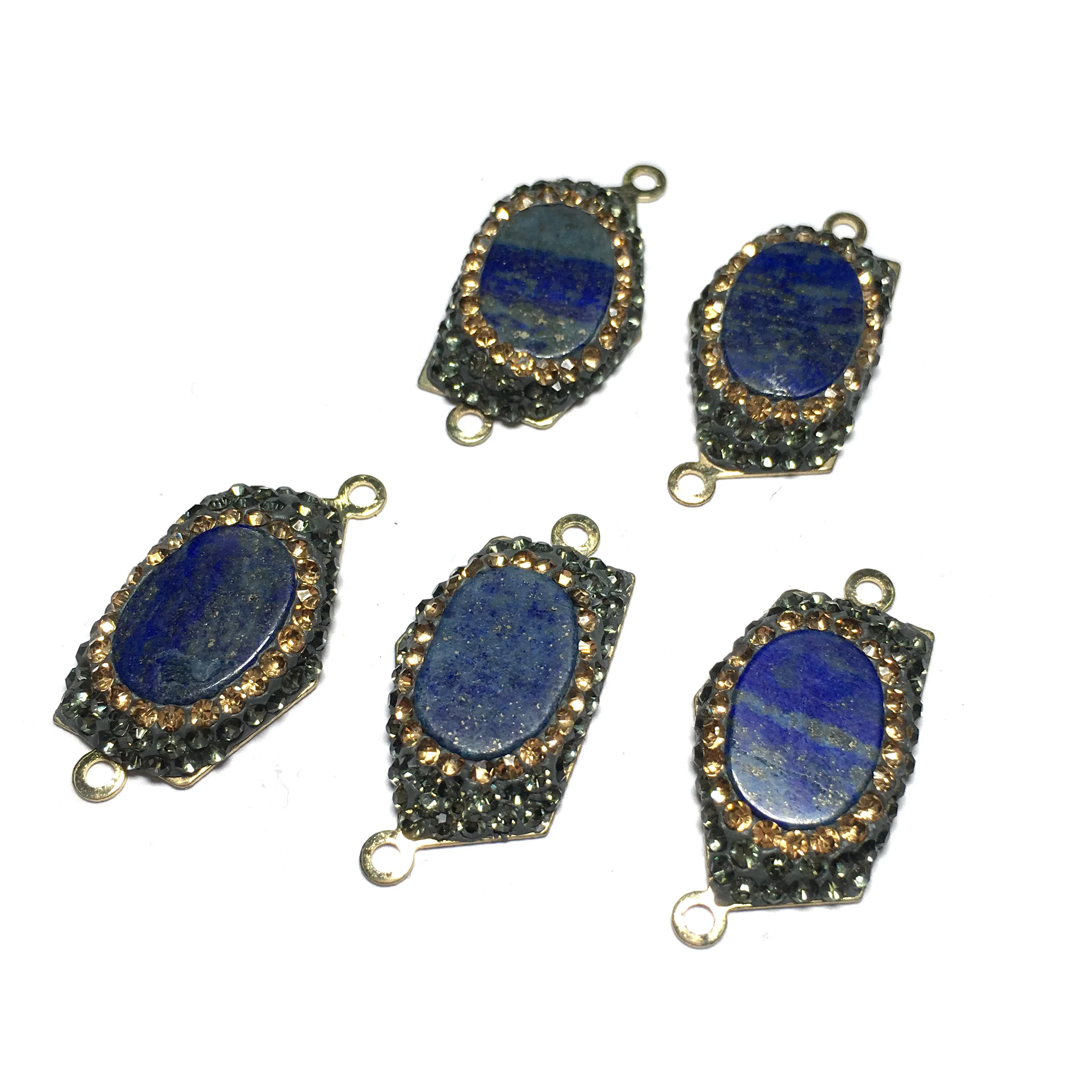 

Natural Stone Pendants Irregular With crystal Double hole connector charm for Jewelry Making DIY Necklace Bracelet Accessories
