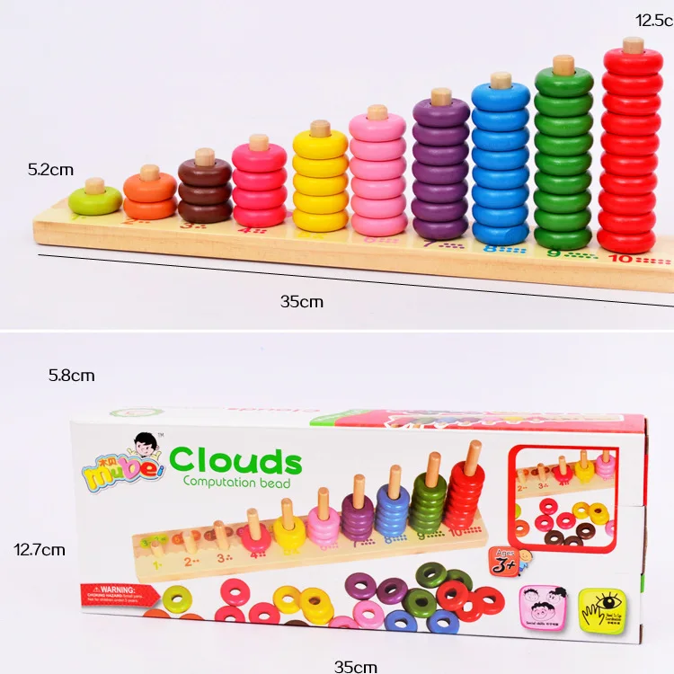 

Montessori Rainbow Ring Cloud Calculation Frame Early Childhood Educational Learning Intelligence Young CHILDREN'S +/- Toy