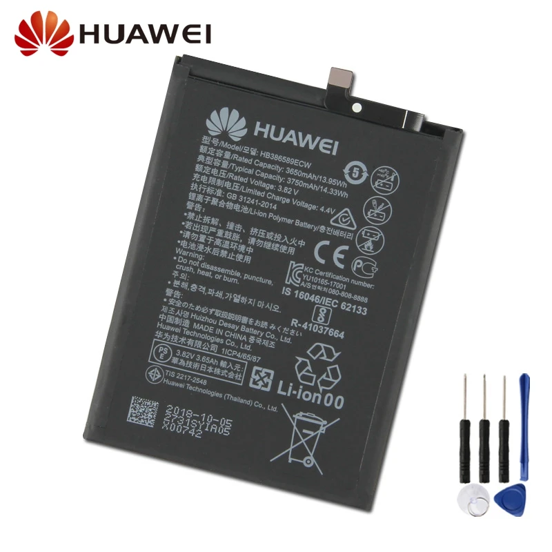 Original Replacement Battery For Huawei Honor 8X P10 plus VKY-AL00 Mate20 Lite Nova3 Nova 4 Honor Play HB386589ECW 3750mAh