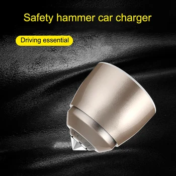 

Hot Car Charger Ordinary Car Safety Hammer Dual USB Double Point Smoke Hole X66