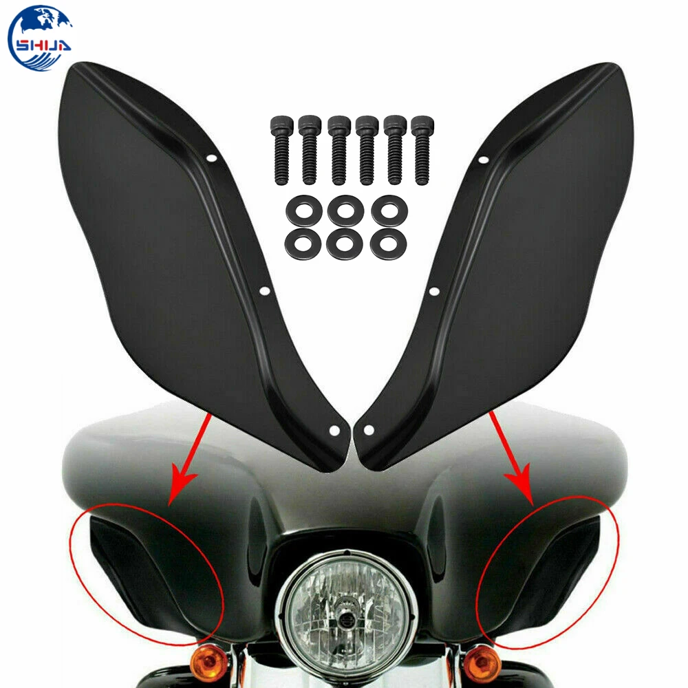 Black Motorcycle Side Wings Side Batwing Fairing Wind Deflector Air