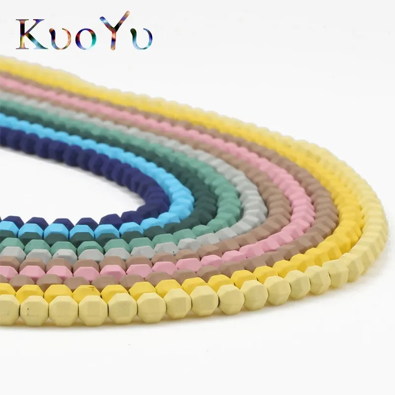 

5x5MM Natural Hematite Stone Candy Color Neon Rubber Beads High Quality Faceted Matte Beads For Jewelry making DIY Bracelets