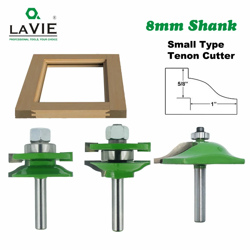 8mm Shank 3pcs Door Panel Cabinet Tenon Router Bit Cabinet Rail & Stile Set Panel Raiser Ogee Milling Cutter for Wood MC02033