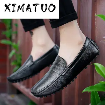 

talian Leather Man Loafers Designer Slip On Driving Shoes Men High Quality Luxury Brand Soft Loafers Large Size 38~50
