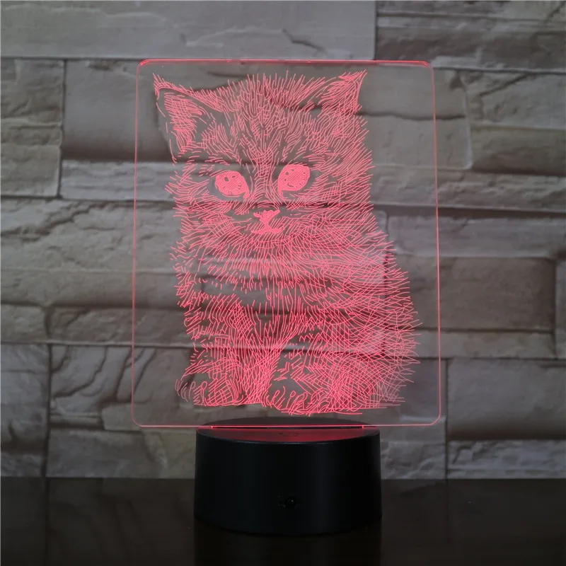 Реалистичная кошка 3D Светодиодная лампа с эффектом иллюзии ночные светильники USB 7 цветов Мигает Новинка Настольная лампа дети прикроватные украшения падение AW-3339