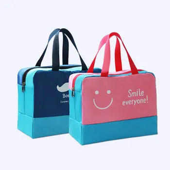 

Double-deck Wet And Dry Separation Travel Storage Bag Water Proof Zipper Openning Cosmetic Bag/Case/Wash Bag High Capacity