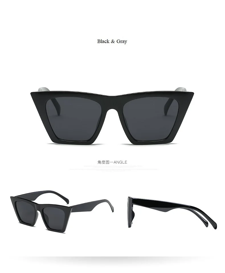 Черные квадратные женские солнцезащитные очки "кошачий глаз", роскошные брендовые винтажные Ретро очки на плоской подошве, мужские прозрачные линзы, женские сексуальные очки