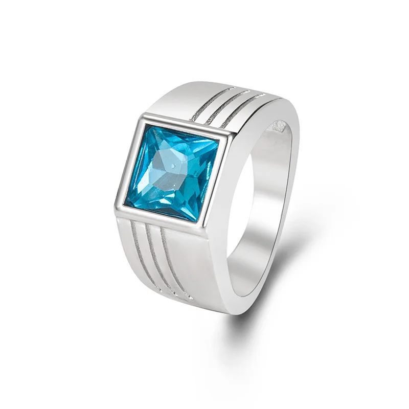 Luxury Sparkling Blue Topaz Men Ring Man Finger Rings Domination Fashion Jewelry Male Fine Accessories Ornament Drop Shipping | Украшения и