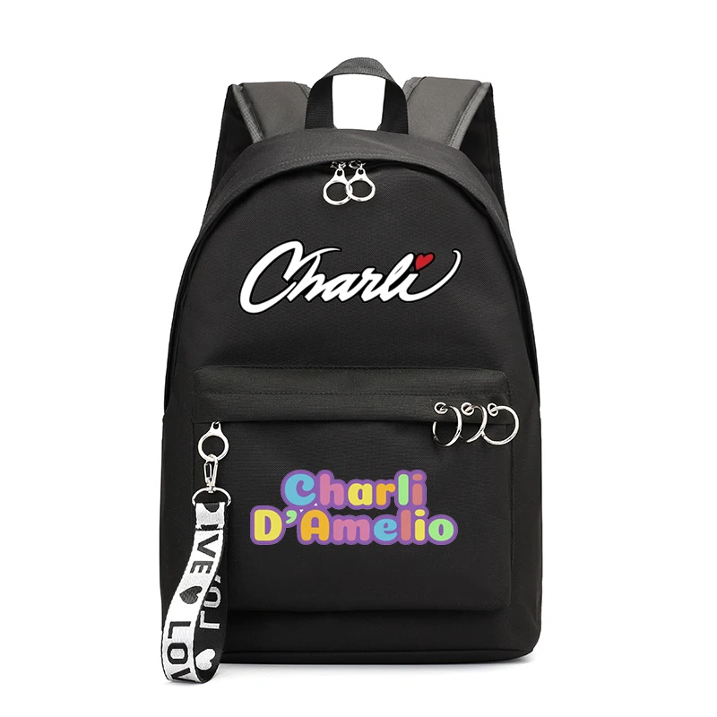 Mochila Charli Damelio para mujer, bolso escolar informal para ordenador portátil, escolar