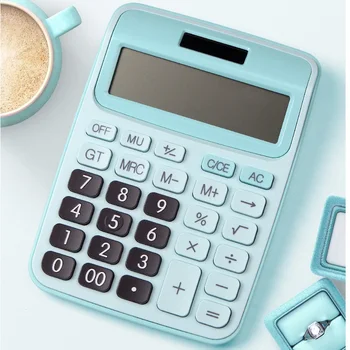 

12 Digit Desk Calculator Large Buttons Financial Business Accounting Tool Pink Blue Black big buttons battery and solar power
