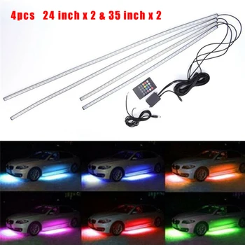 

Waterproof LED Strips Colourful 4pcs set Undercar Kit RGB Bright Flexible