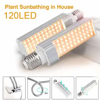 

60W 120LED 2 Head LED Plant Grow Light Growth Phyto Lamp Sunlight Flower Growing Lamps Flexible Gooseneck Green House Light