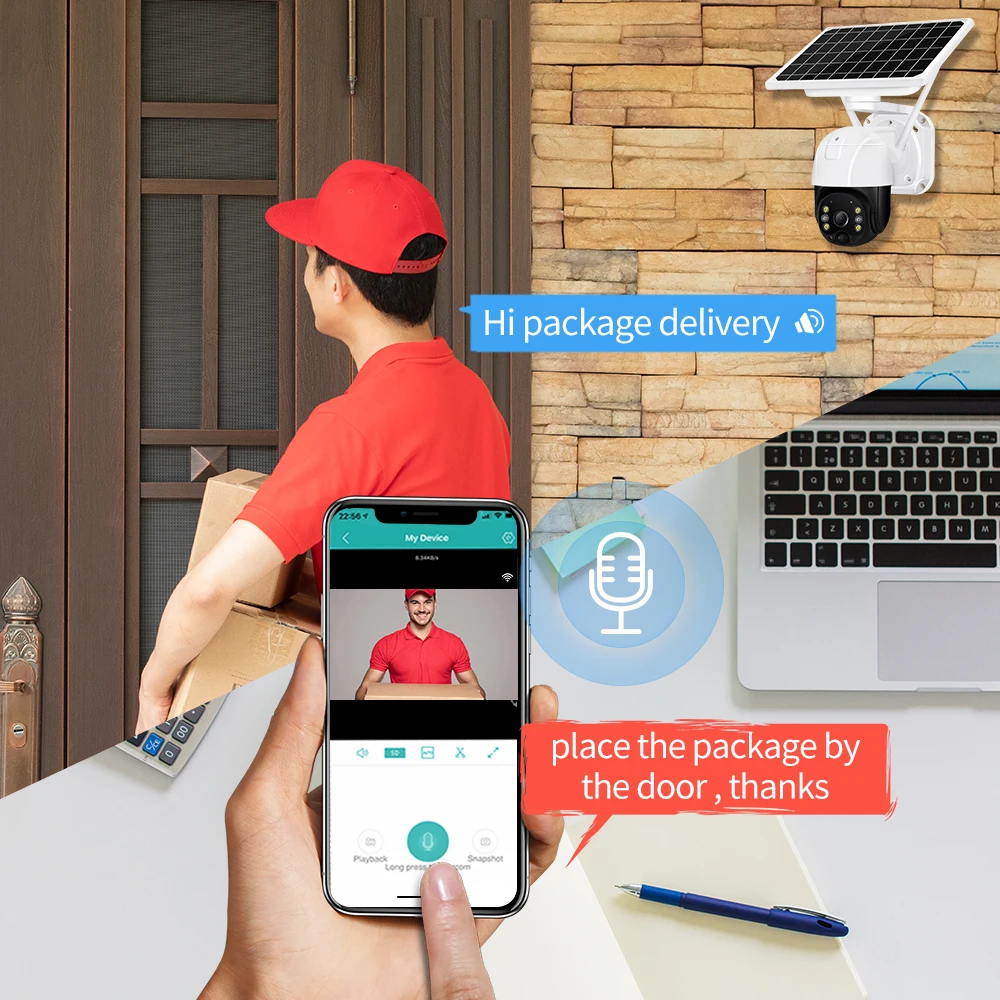 5MP 4G SIM Card Wifi Solar Camera PTZ Outdoor PIR Human Detection Audio Wireless Color Night Vision CCTV Battery Security Camera