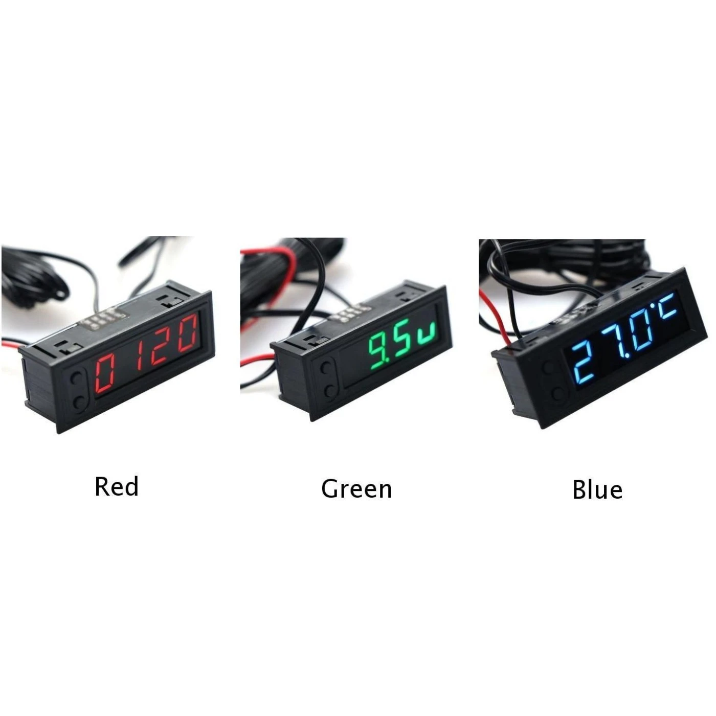 Multifunctional 12 V Led Car Clock Thermometer Temperature Gauge Voltmeter D1 