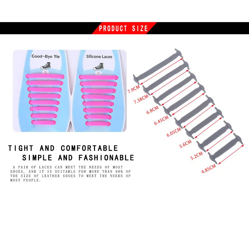 16Pcs/Set Silicone Shoe Laces Fashion Boy Girl Women Elastic No Tie Shoelace All Sneakers Fit Strap Shoelaces
