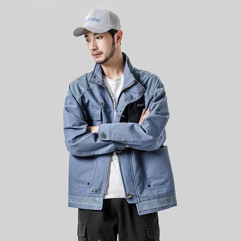 

2019 New Style Japanese-style Origional Autumn Clothing Coat Men's Joint Loose-Fit Workwear Stand Collar Jacket Men'S Wear Casua