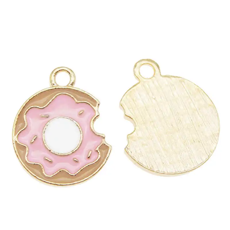 Julie Wang 10PCS Enamel Donuts Charms Alloy Gold Tone Artificial Food Necklace Bracelet Jewelry Making Accessory | Украшения и