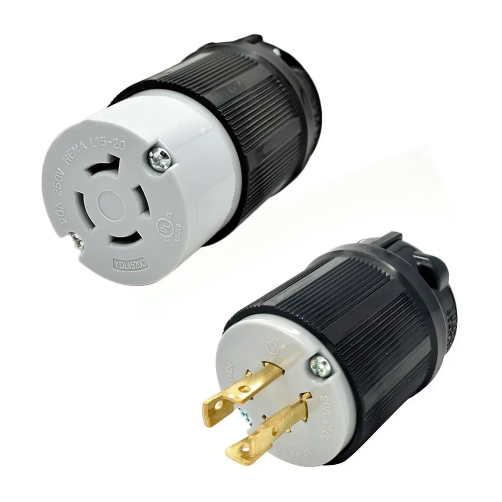 

NEMA Generator Plug + Socket L15-20 L15-30 4 Prong Locking Plug 20A or 30A 125V 250V Male And Female Ends Connector