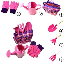 6Pcs Children Kids Garden Tools Watering Can Gardening Shovel Rake Spade Toys Garden Game