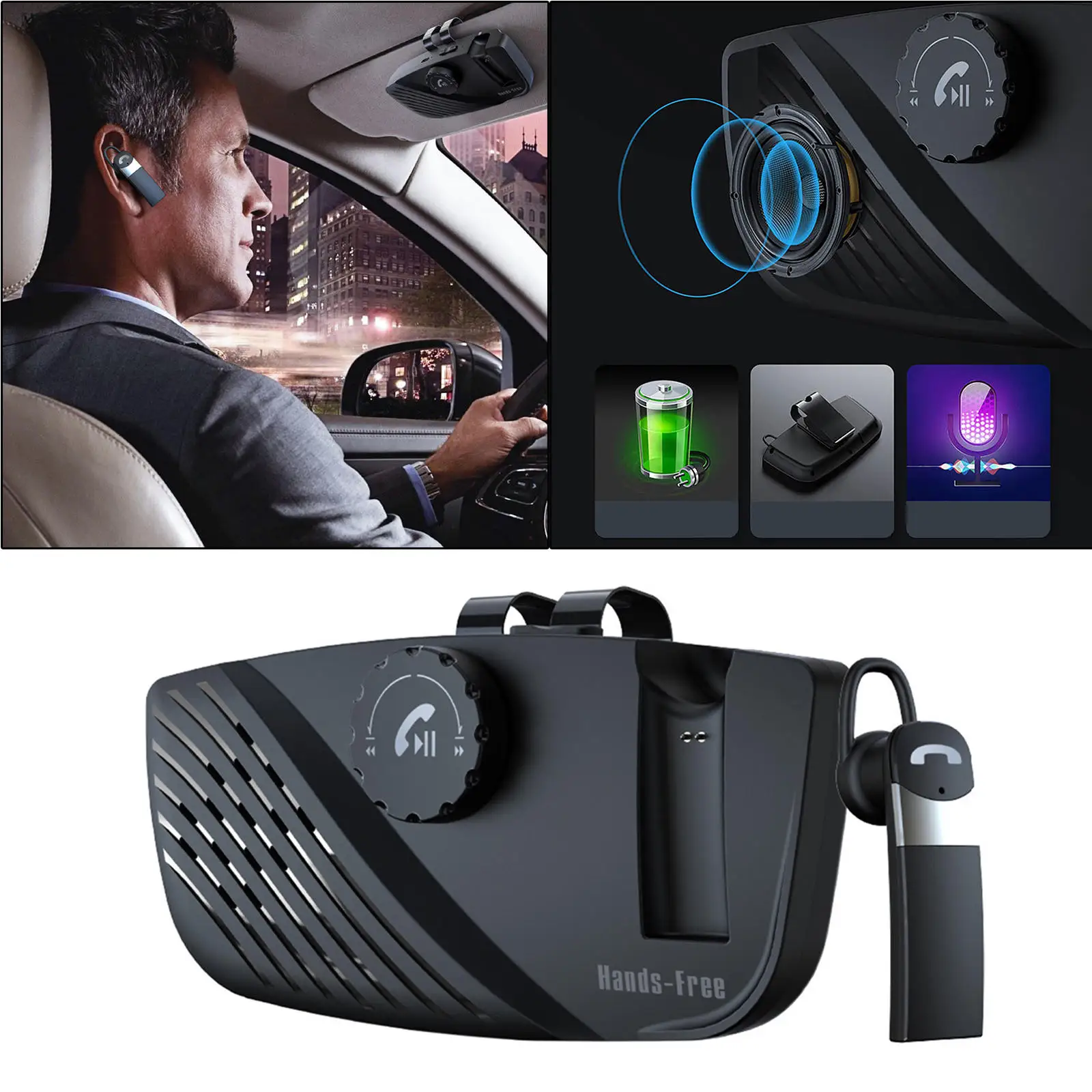 SP16 Car Bluetooth Speakerphone In Car Hands Free Cell Phone Kit for