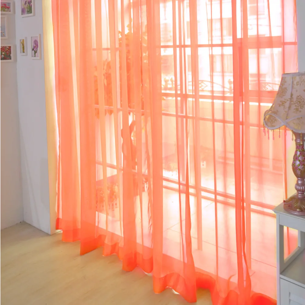 Ouneed 1 шт. Твердые тюлевые оконные двери шторы подзоры ткань украшение дома для спальни Твердые шторы для гостиной - Цвет: Оранжевый