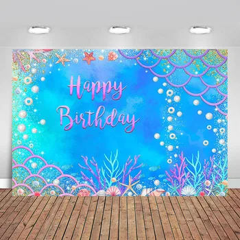

Mermaid Backdrop Photography Birthday Party Fish Scale Custom Banner Photo Studio Photo Background Newborn Baby Shower Photocall