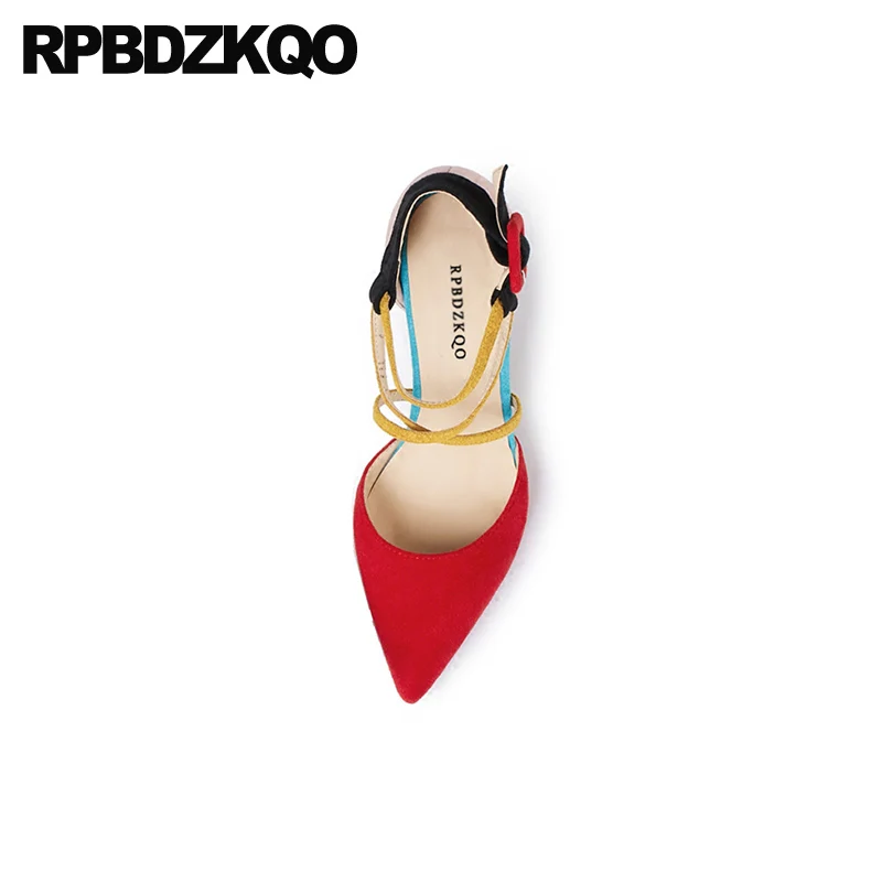 маленький размер пересекать ремень закрыто элегантный Красные туфли для