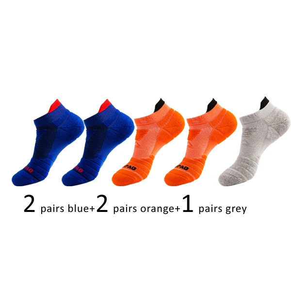 Veridical 5 Pairs Athletic Sport Running Socks For Men Colorful Cotton Breathable Deodorant Quick-Drying Ankle Boat Socks Brand 2blue2orange1grey