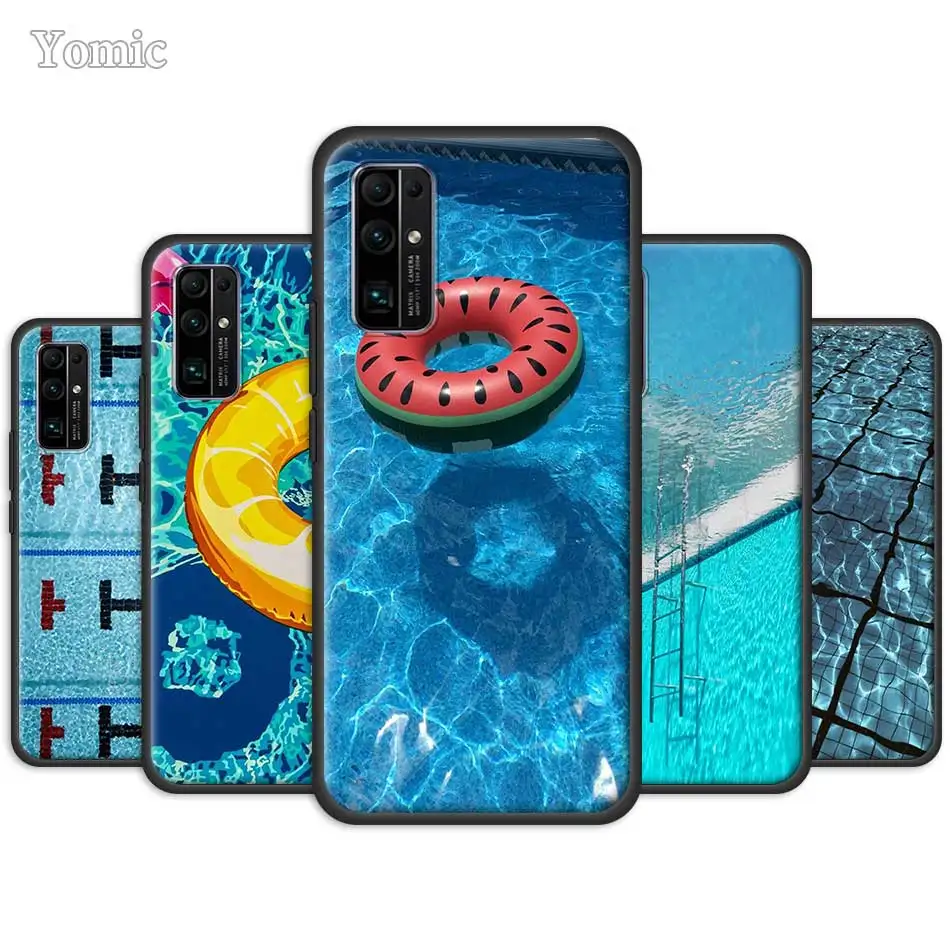 Мягкий чехол для Huawei Honor 20 Pro 8X 9C 9S 10X Max 30 Play 9A Y7 Y9 Prime 2019 Mate Lite черный бассейна