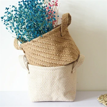 

Braided Jute Cloth Flowerpot Storage Basket Cotton Linen Storage Sack Desktop Storage Box Kids Toys Sundries Organizer