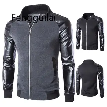 

FENGGUILAI Hot Sale Men's Jacket Long Sleeve Patchwork Metal Zipper Design Casual Jacket High Quality