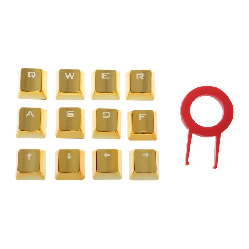 

Metal Coating PBT DIY 12 Keycaps for Mechanical Keyboard with keycap puller LX9A