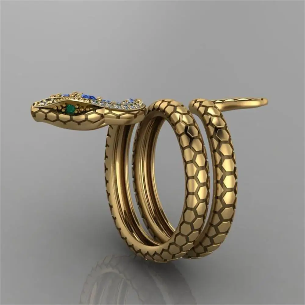 2025 Damenmode Damen Retro-Punk-Stil Schlangenförmiger bunter Fiat, Tanzparty-Ring, individuelle Geschenke für Mädchen, Schmuck_voghion.com