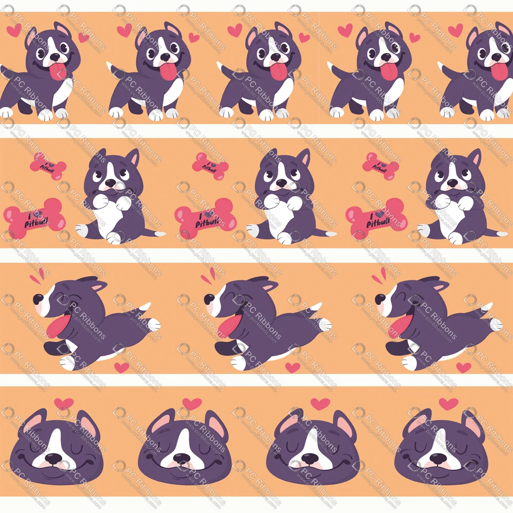 

1-1/2" DIY Handmade Materials Cute Dog Printed Custom Design Ribbons for Crafts Hair Bow Lanyard/Satin /Grosgrain Ribbon CA223