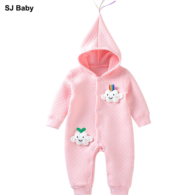  Newborn Baby Rompers Hooded Clothes Infant Baby Girls Climbing Suits Soft Toddler Pajamas Clothes K
