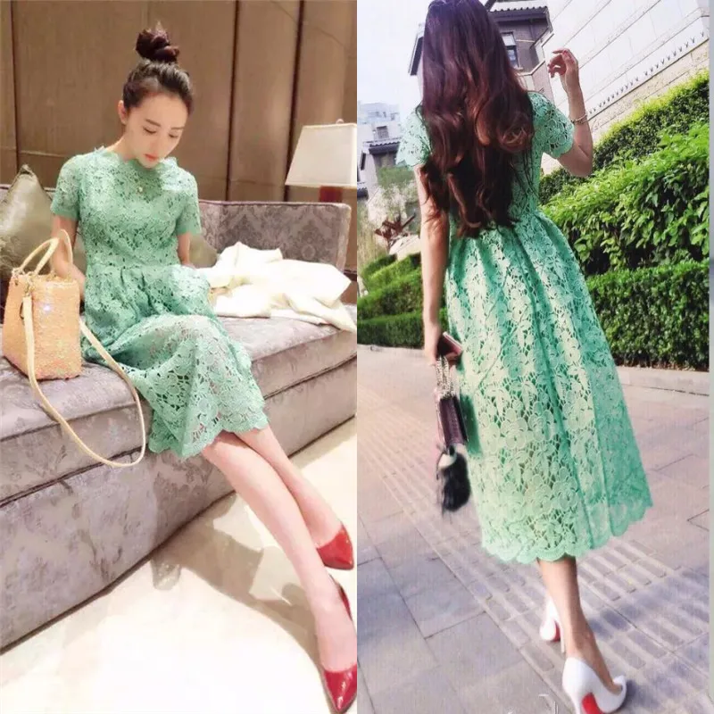 Slash Robe Neck Femme Dark Blue Women Summer 2020 Short Sleeve Elegant Dress Lace Slim Woman Dresses Large Sizes FYY562 | Женская одежда