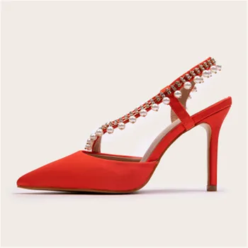 

2020 spring new high heel pointed toe stiletto sandals female hollow Baotou red fairy style Roman shoes with diamonds